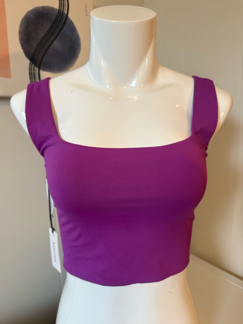 Babaton Purple Square-Neck Crop Top